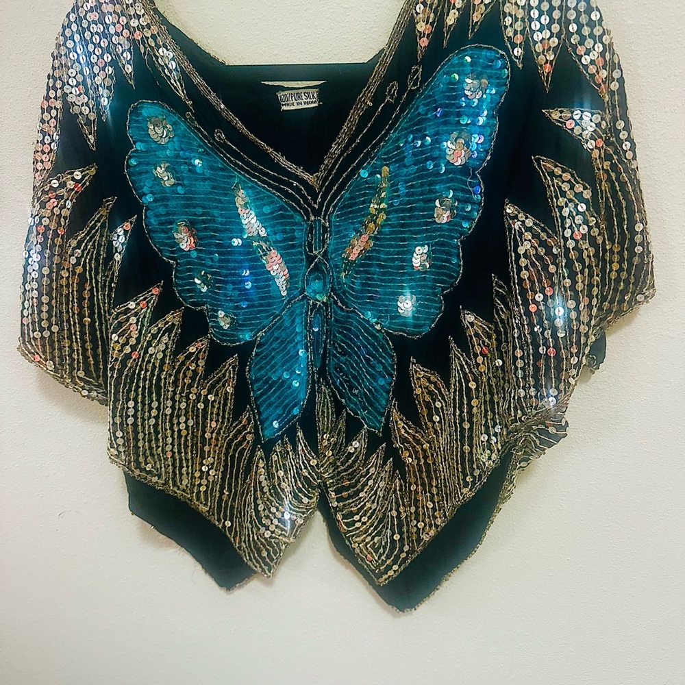 Vintage Sequin Butterfly Top